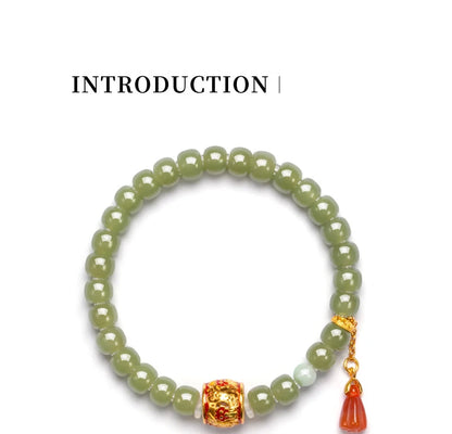 Hetian Jade Bead Bracelet | Tibetan Silver Minimalist