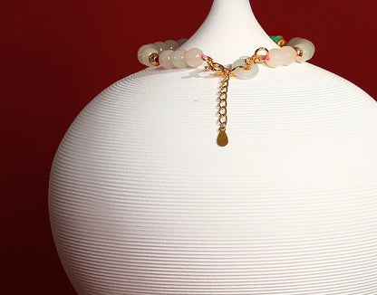 Natural Hetian Jade Bracelet for Women｜Silver & Gold-Plated Accents