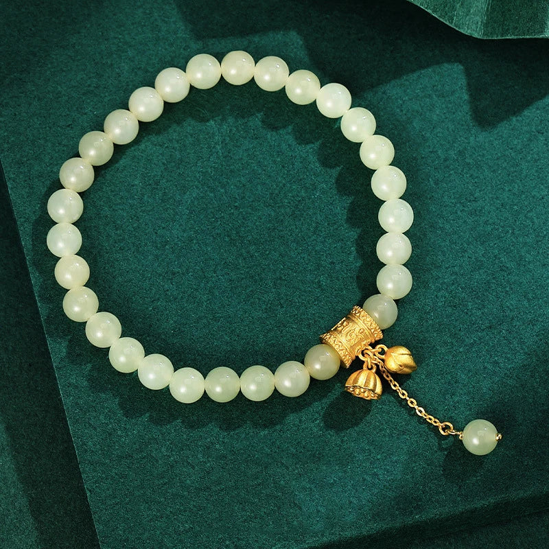 莲韵·和田白玉堆叠手串｜莲花流苏护身开运饰品