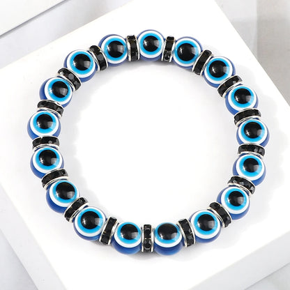 10mm Lucky Blue Evil Eye Bracelet with Charm Pendants