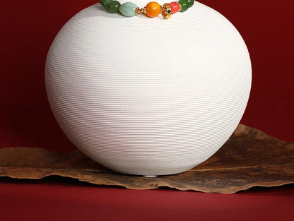 Hetian Jasper & Wax Amber Hand Chain｜Tibetan Silver Rope