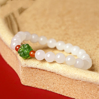 Natural Hetian Jade Bracelet for Women ｜ Vintage Boho Stone Beads Gift