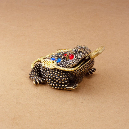 1PC Brass Feng Shui Toad Money Lucky Fortune Wealth Chinese Frog Toad Coin Home Office Decoration Lucky Gifts Tabletop Ornaments
