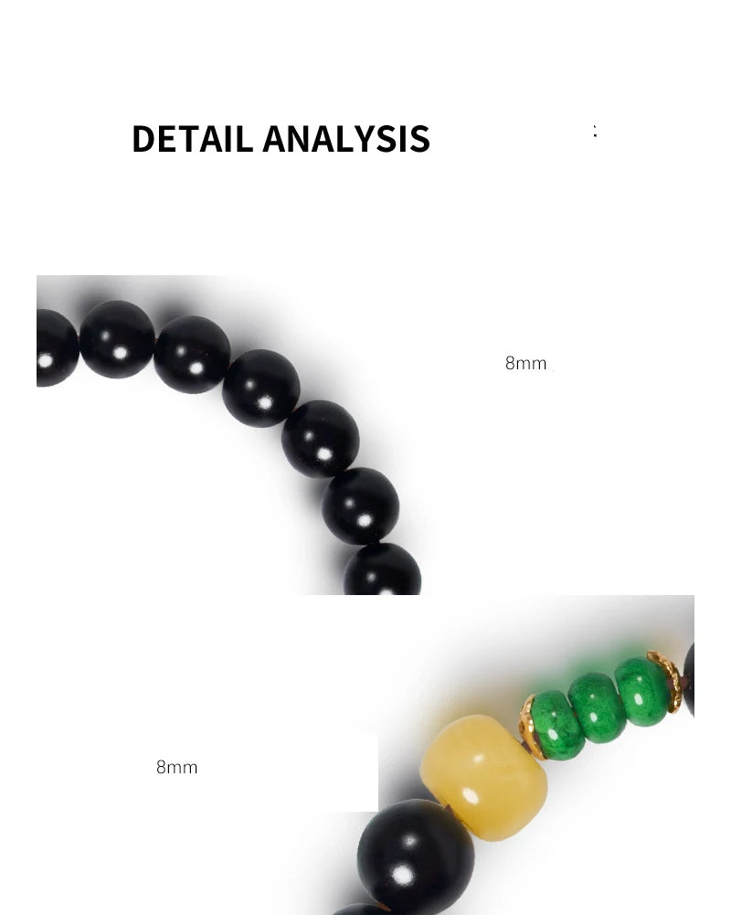 Obsidian & Purple Sandalwood Bracelet with 925 Needle