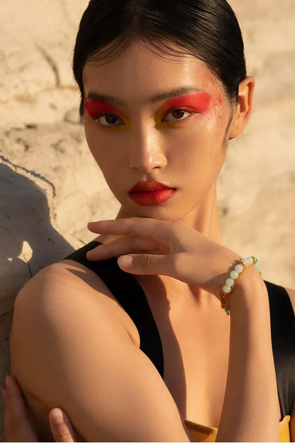 Natural A-Grade Jadeite Bead Bracelet — S925 Silver Mother's Gift