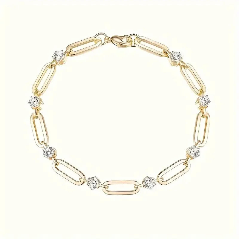 Moissanite Heart Bracelet — S925 18K White Gold Plated Elegant Link