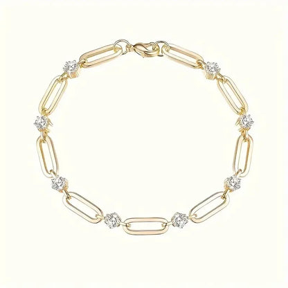 Moissanite Heart Bracelet — S925 18K White Gold Plated Elegant Link