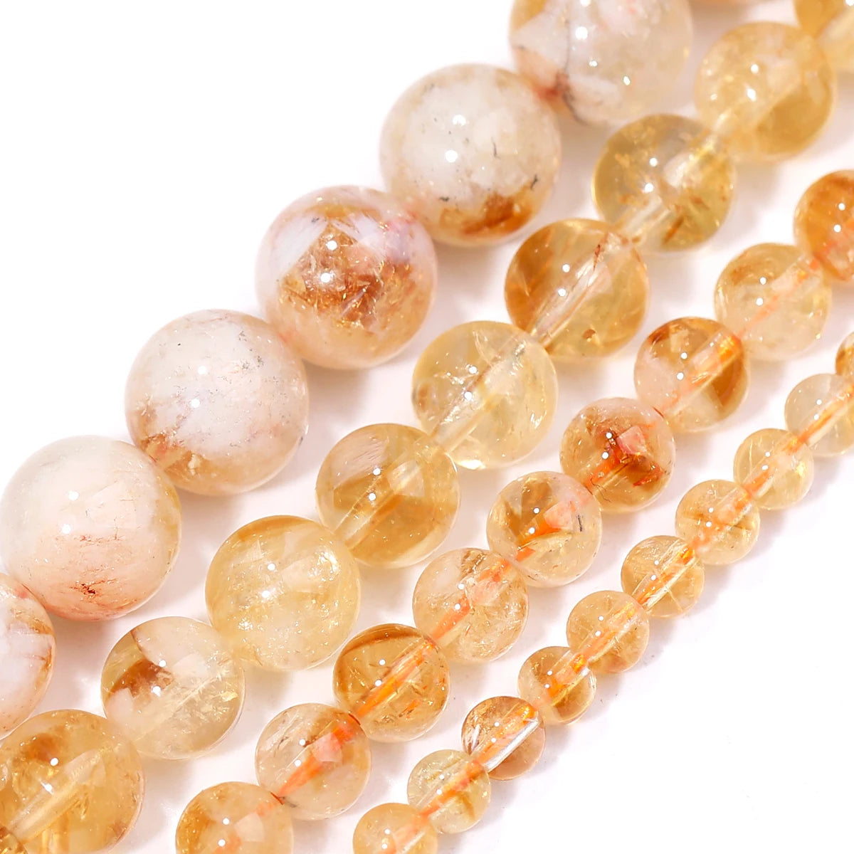 天然黄水晶圆珠手串/串珠｜4/6/8/10mm 开运能量水晶DIY