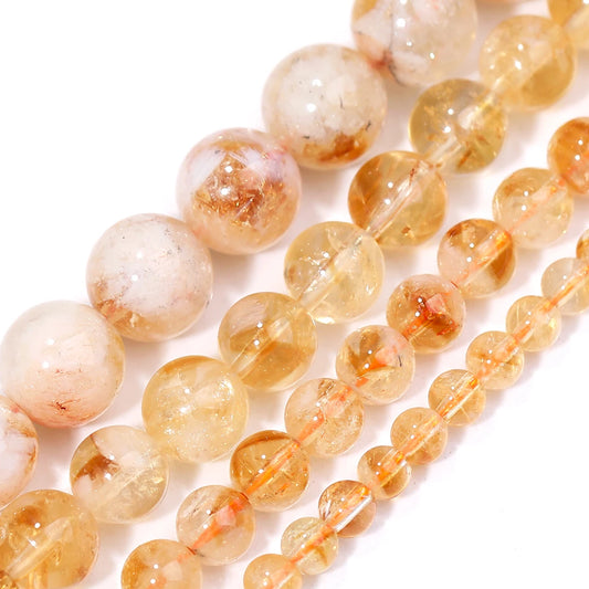 天然黄水晶圆珠手串/串珠｜4/6/8/10mm 开运能量水晶DIY