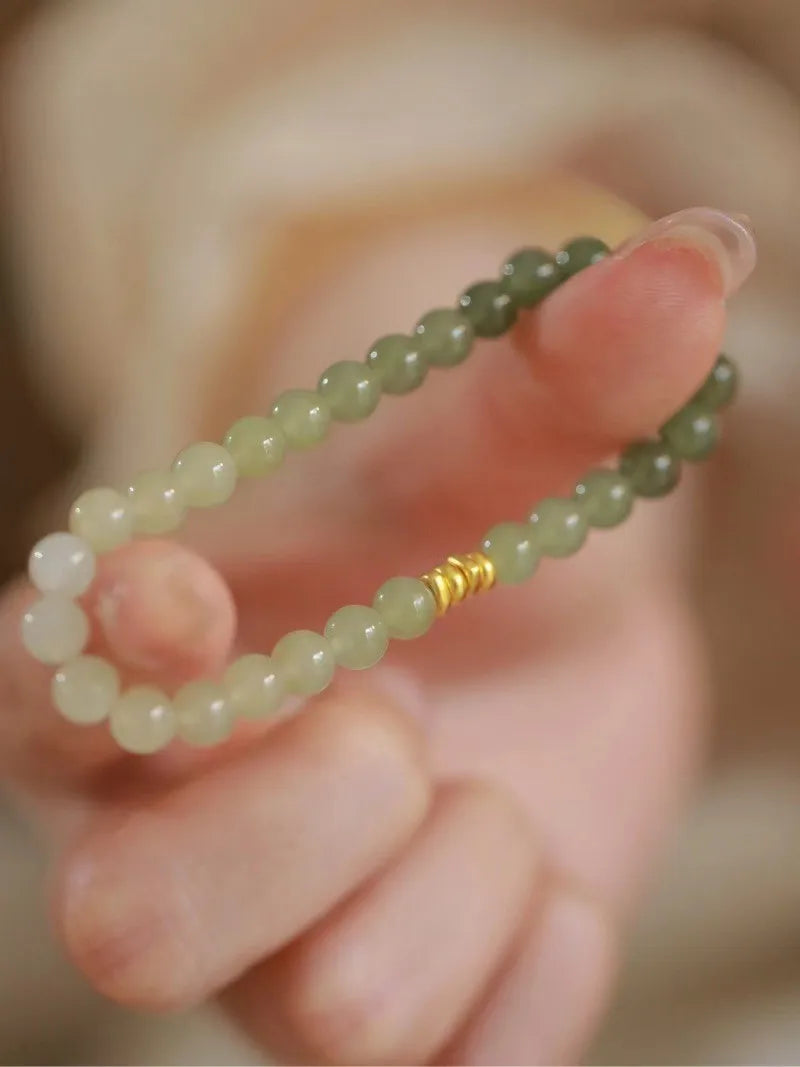 Natural Hotan Gradient Round Bead Bracelet for Her