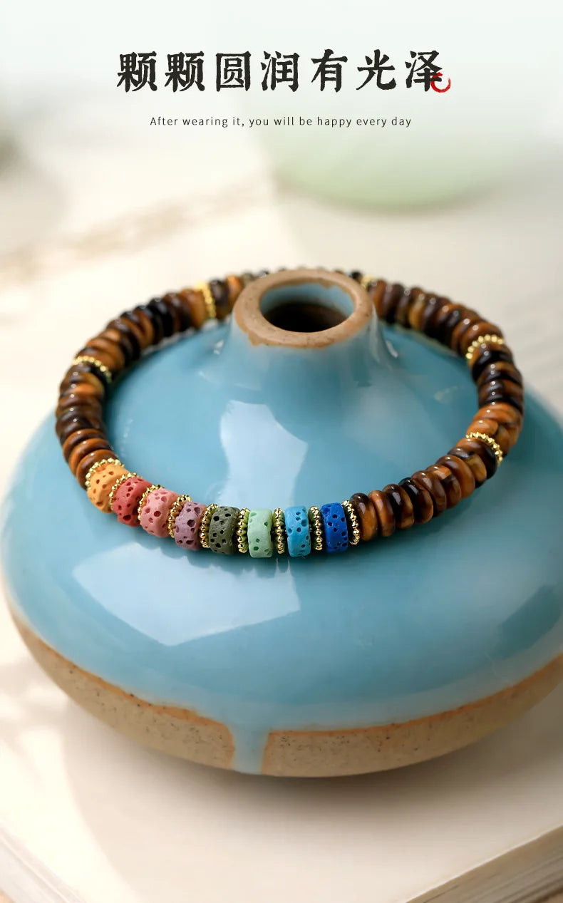 Natural Crystal Women s Dongling Jade Tiger Eye Stone Sliced Bracelet New Chinese Dopamine Style Year Jewelry