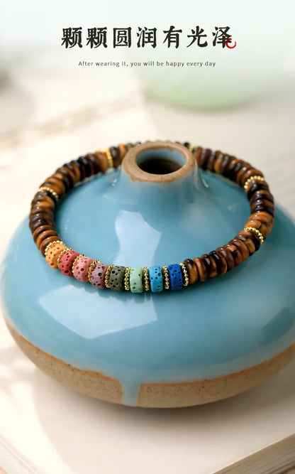 Natural Crystal Women s Dongling Jade Tiger Eye Stone Sliced Bracelet New Chinese Dopamine Style Year Jewelry