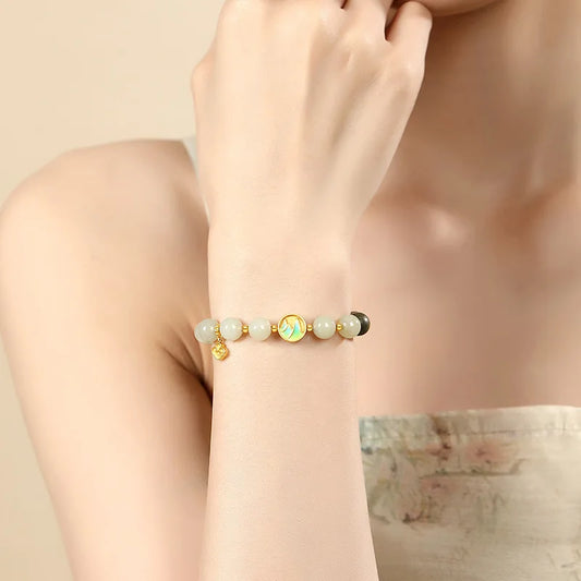Green Enamel Bead Bracelet Hetian Jade – Feng Shui Charm