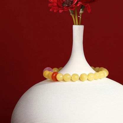8mm Amber Hetian Jade Bell Bracelet｜Feng Shui Elegance
