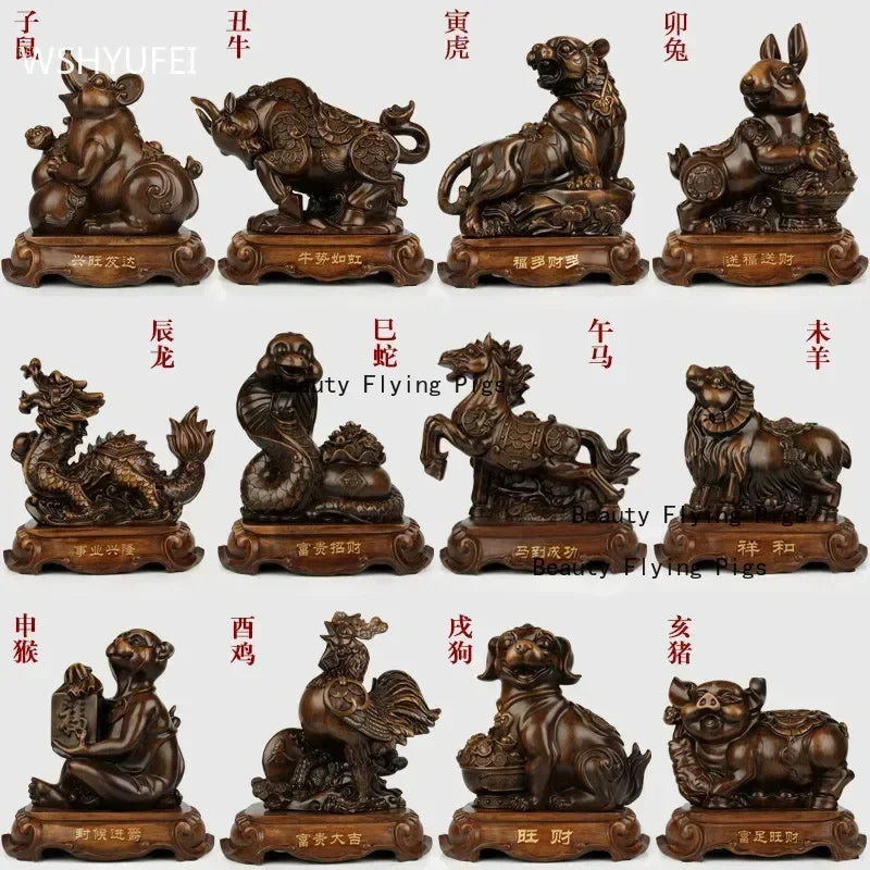 风水招财虎摆件｜镇宅纳福办公桌树脂工艺装饰