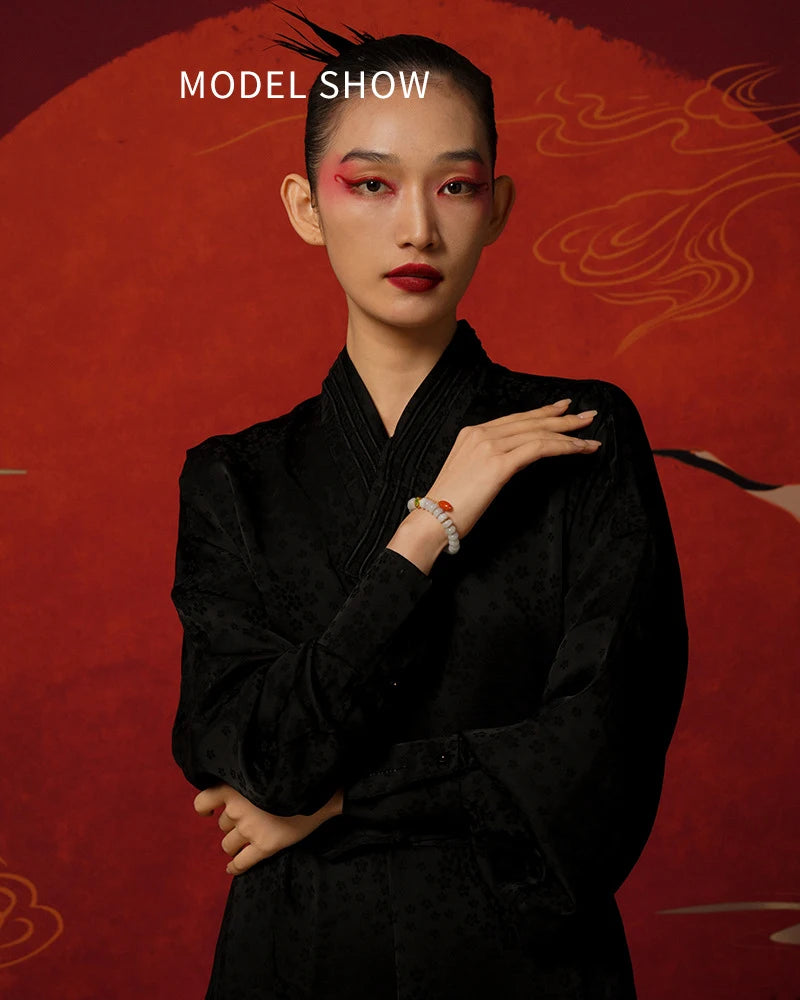 Emerald Rhodochrosite Bead Bracelet with S925 Agate