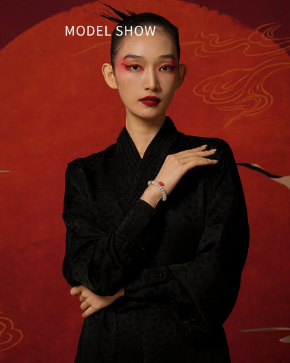 Emerald Rhodochrosite Bead Bracelet with S925 Agate