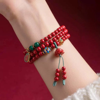 Women's Cinnabar Multi-circle Bracelets, Purple Gold Sand Lucky Jewelry, Men's and Women's Jewelry