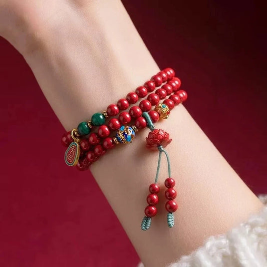 Women's Cinnabar Multi-circle Bracelets, Purple Gold Sand Lucky Jewelry, Men's and Women's Jewelry