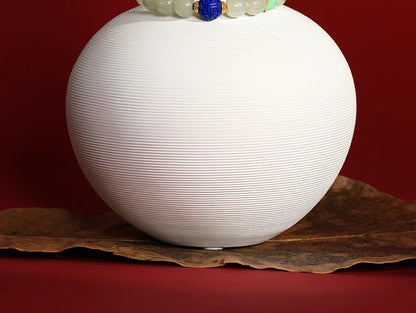 Lapis Lazuli & Hotan Jade Enamel Bracelet｜S925 Silver Plated