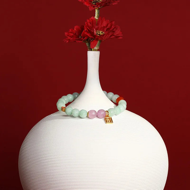 Hetian Jade Sterling Silver Gold-Plated Handstring Bracelet - Feng Shui Charm