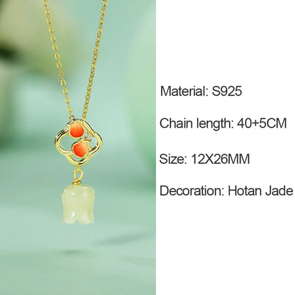 Hetian Jade Green Blossom Bracelet | 925 Silver Link