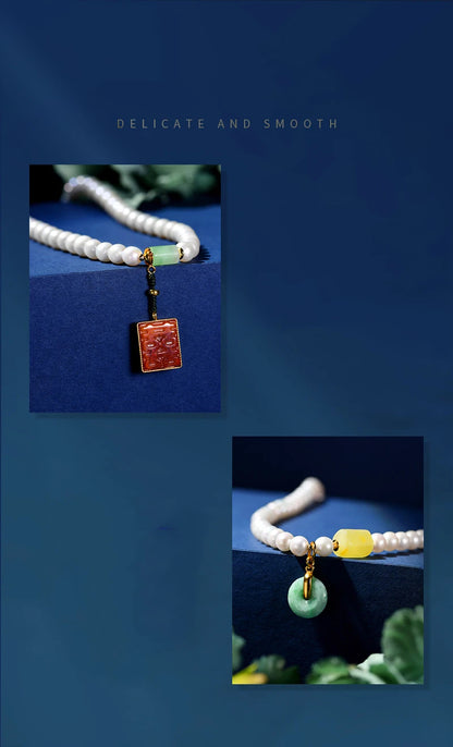 108-Bead Four-Circle Buddhist Bracelet with Freshwater Pearls