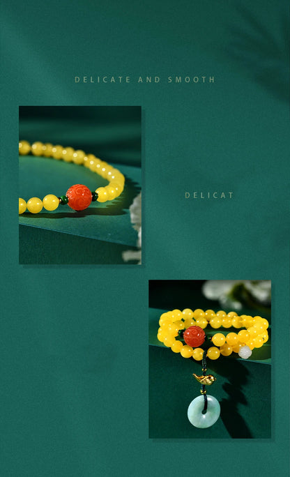 Amber & Yellow Turquoise Multi-Circle Buddha Bracelet