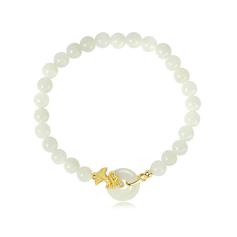 Hotan White Jade Donut Necklace Bracelet｜Vintage Light Luxury Amulet