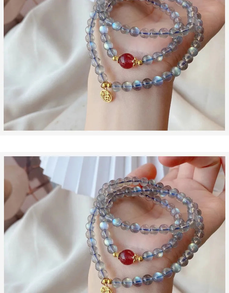 Moonlight Gray & Blue Treasure Bead Bracelet — Unisex Feng Shui Gift