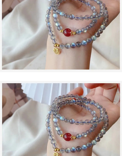 Moonlight Gray & Blue Treasure Bead Bracelet — Unisex Feng Shui Gift