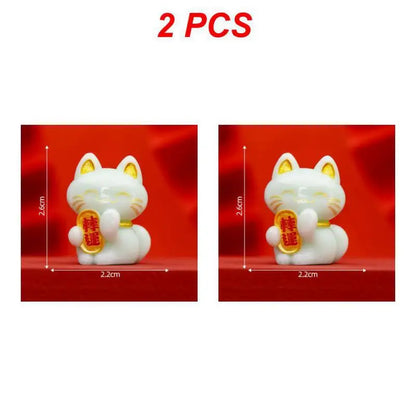 1/2PCS Lucky Feng Shui Cat Maneki Neko Fortune Cat Figurine Collectible Fortune Decor Ornaments Lucky Cat Mini Figure Collection