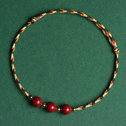 Mystic Cinnabar Red Rope Bracelet for Luck & Protection