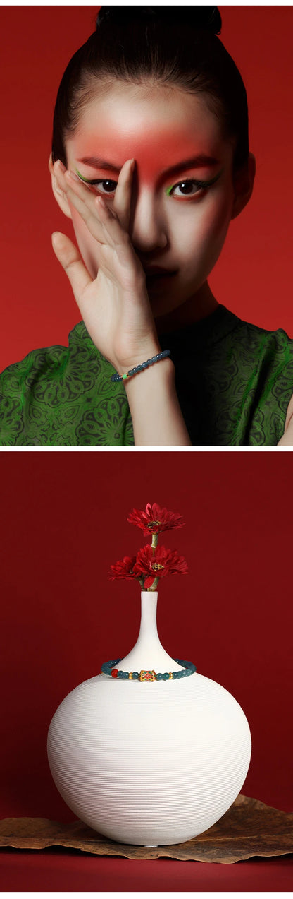 Hetian Jade Bead Bracelet | Tibetan Silver Minimalist