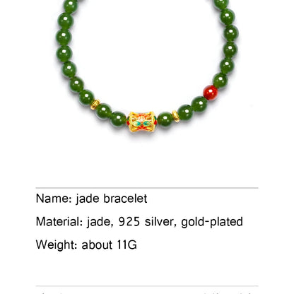 Hotan Jasper & Sterling Silver Hand-String Bracelet for Women