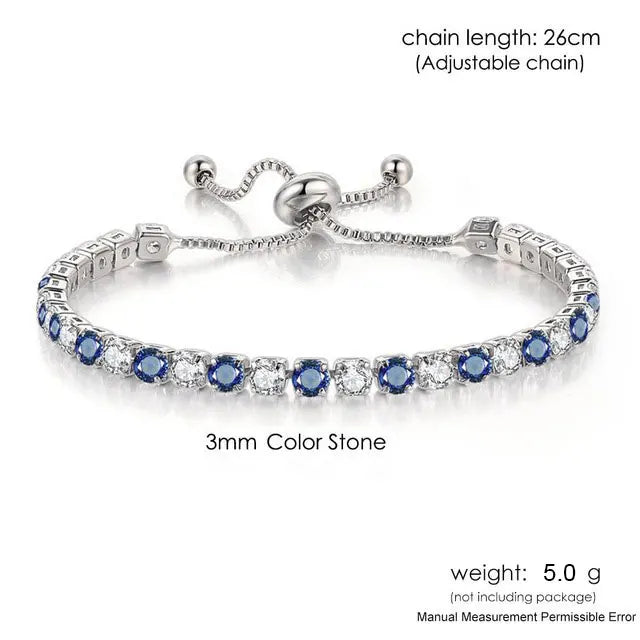 Mystic Blue Zirconia Adjustable Tennis Bracelet
