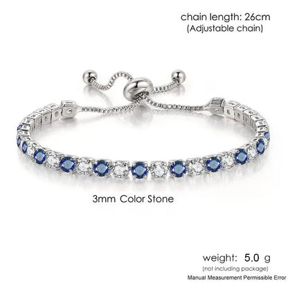 Mystic Blue Zirconia Adjustable Tennis Bracelet