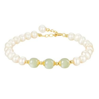 Natural Hetian Jade Round Green Beads Bracelet｜Feng Shui Elegant Charm