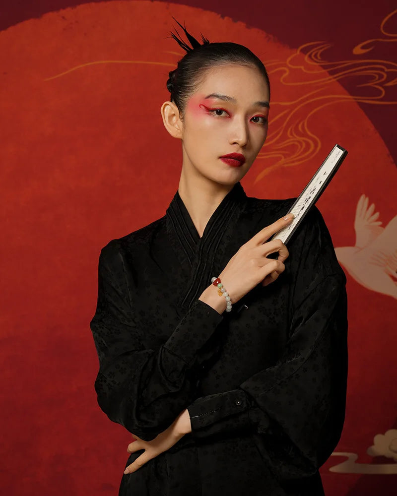 Light Purple Hetian Jade & Pearl Bracelet｜Elegant Continuous Hand String Gift