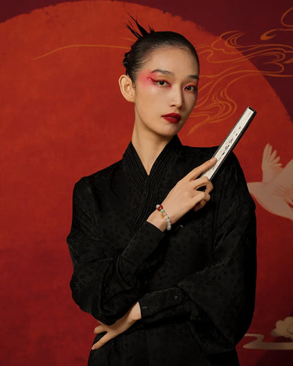 Light Purple Hetian Jade & Pearl Bracelet｜Elegant Continuous Hand String Gift