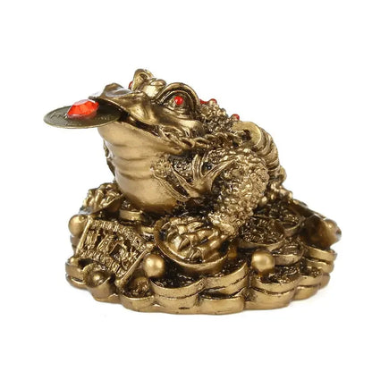 Golden Fortune Coin Money Toad Frog Office Ornaments Decoration Tabletop LUCKY Chinese Wealth Feng Shui Gifts Home