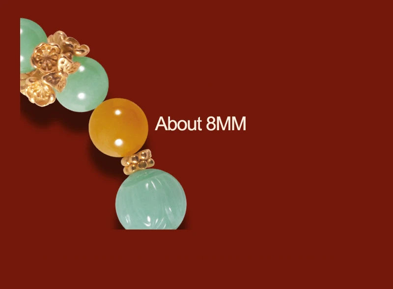 Natural Myanmar & Hotan Yellow Jade Bead Bracelet｜Plum Blossom Charm for Protection