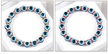 10mm Lucky Blue Evil Eye Bracelet with Charm Pendants
