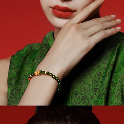 Hotan Jasper & Sterling Silver Hand-String Bracelet for Women