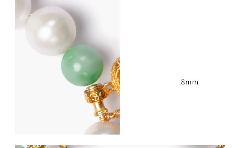 Hetian Jade & Freshwater Pearl Retractable Bracelet — Handmade Charm