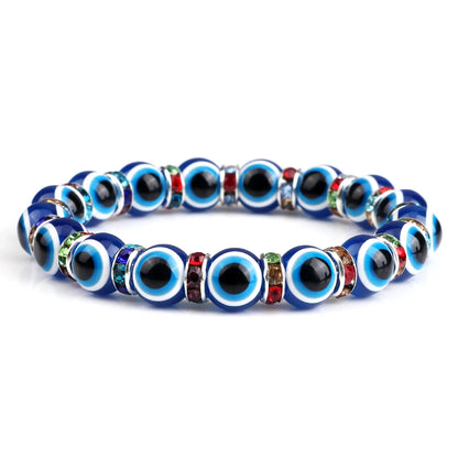 10mm Lucky Blue Evil Eye Bracelet with Charm Pendants