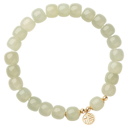 Natural Hotan Jade Wrapped Bracelet — Light Luxury Good Luck Gift