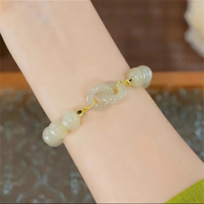 Hetian Jade Beaded Bracelet for Women — Natural A+++ Beads