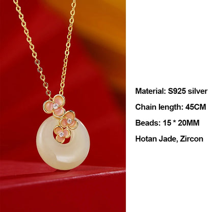 Hetian Jade Peach Blossom Bead Bracelet｜Elegant Hand-Chain Charm