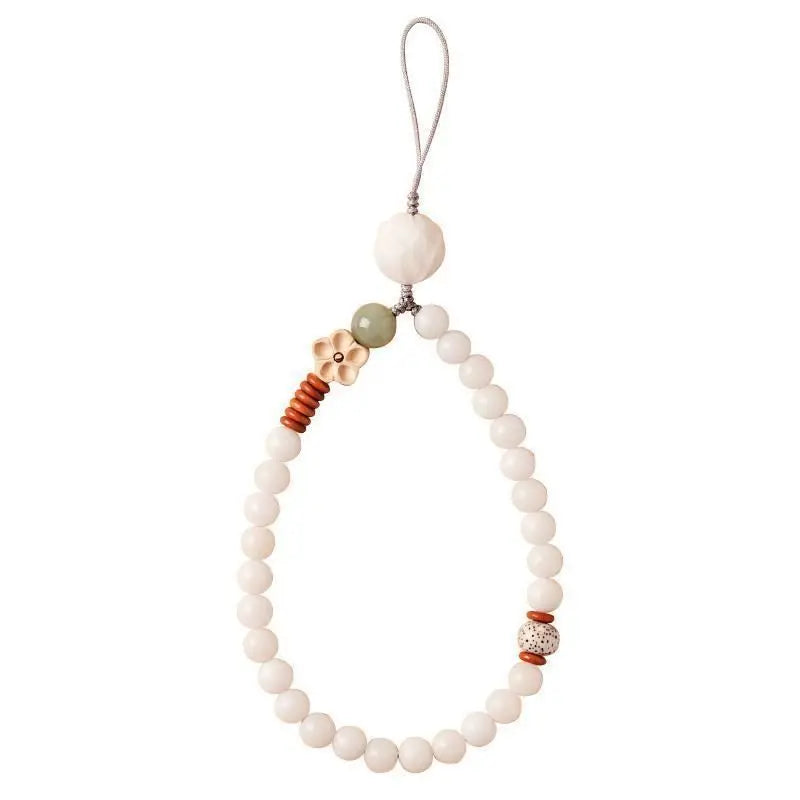 White Bodhi Root Multi-Loop Phone Chain Bracelet｜Feng Shui Charm
